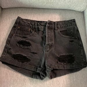 Forever 21 - black cuffed high waisted shorts - size 27 - perfect condition
